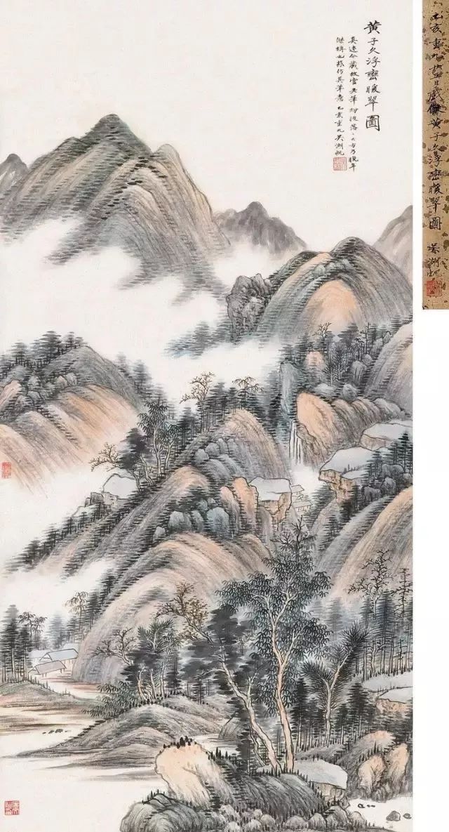 26一幅米家山,纯以墨为戏.少许胜多许,涂抹有生气.