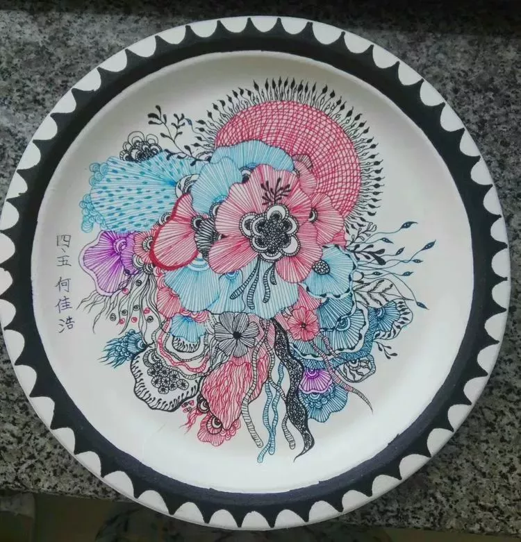 蛋糕盘子创意绘画花朵图片