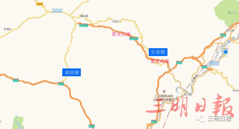 莆炎高速三明段线路图图片