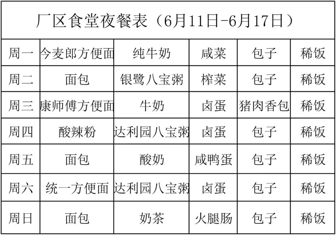 食堂就餐时间表图片