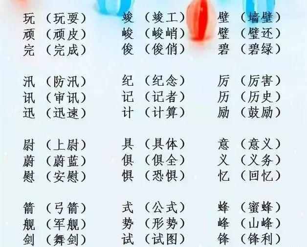 小学语文给汉字加偏旁组新字