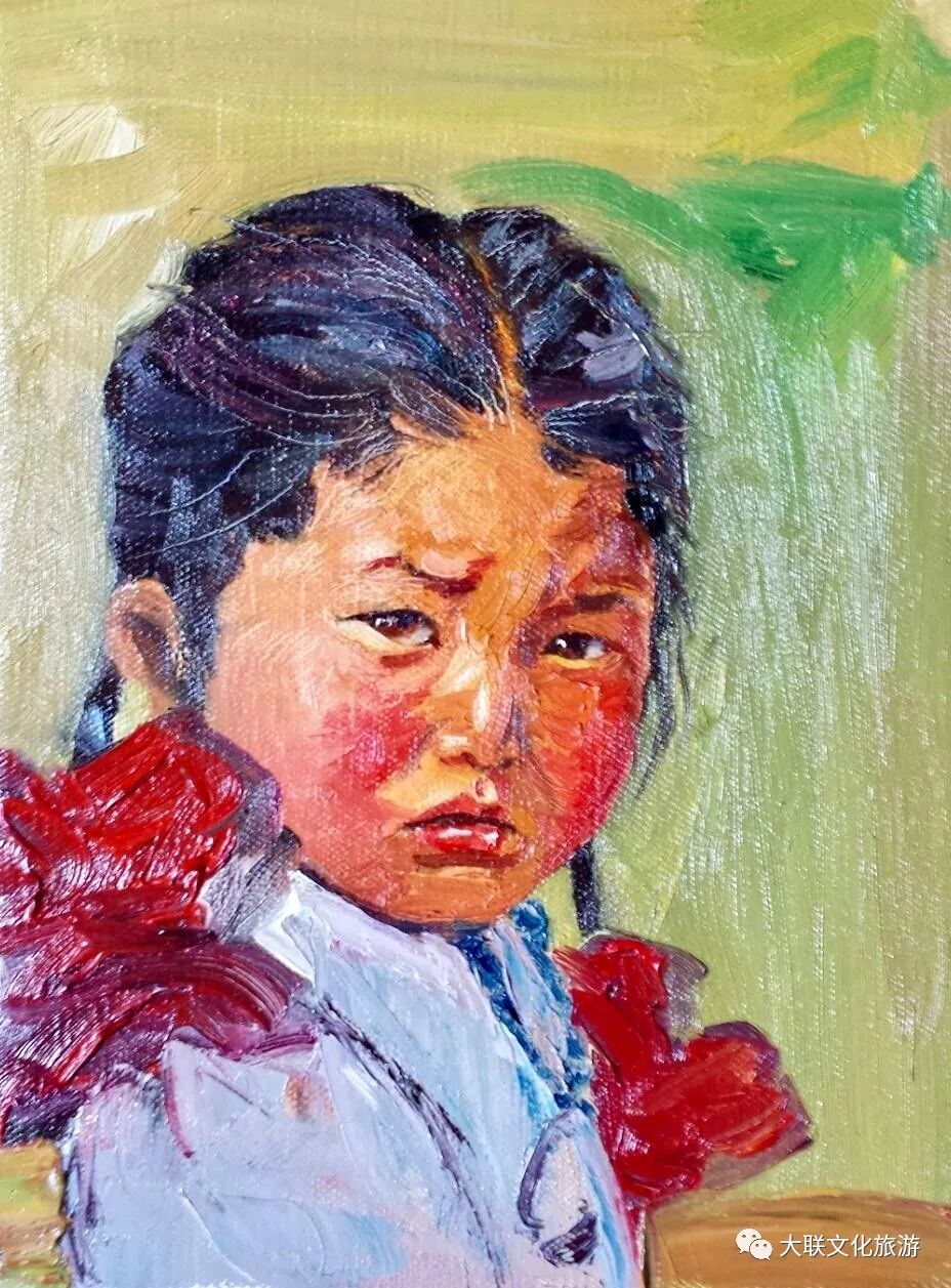 蒙古娃油画图片