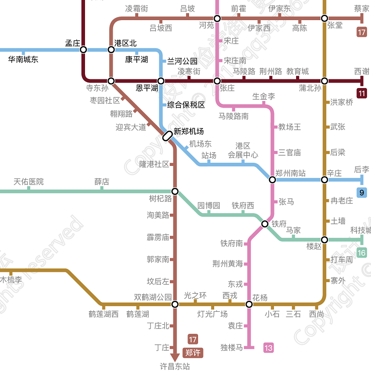 规划显示,郑州地铁9号线与13号线都经过郑州南站
