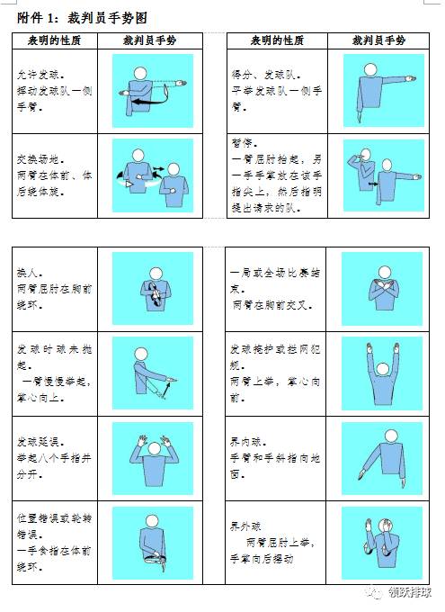 气排球裁判得分手势图片