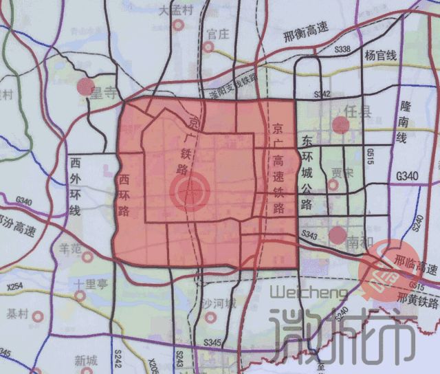 旭阳大道(s342省道)邢台市的外环道路为根据邢台市交通网络规划图大外