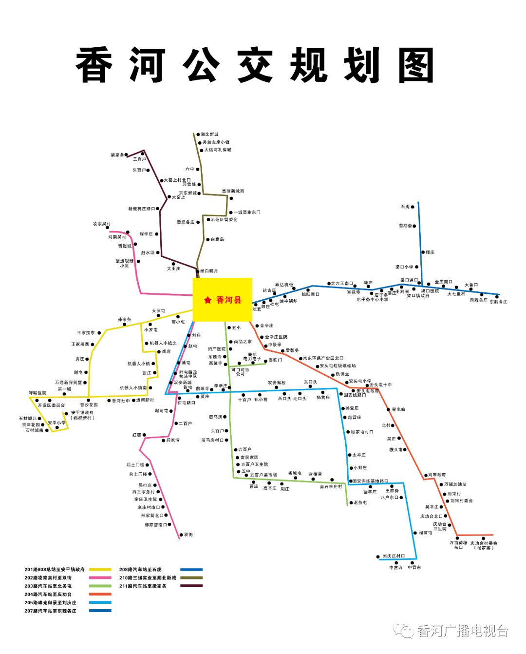 204路,207路,208路,211路五條公交線路,並取代以前所有舊公交車,全部