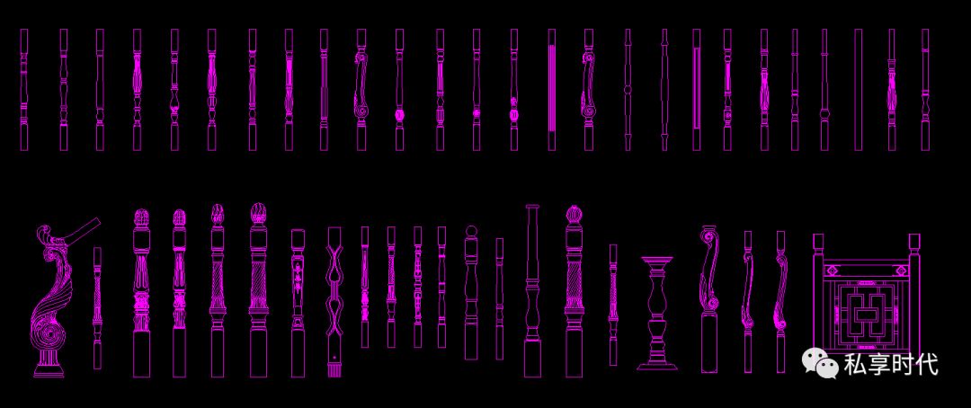 整木楼梯柱cad模块分享!