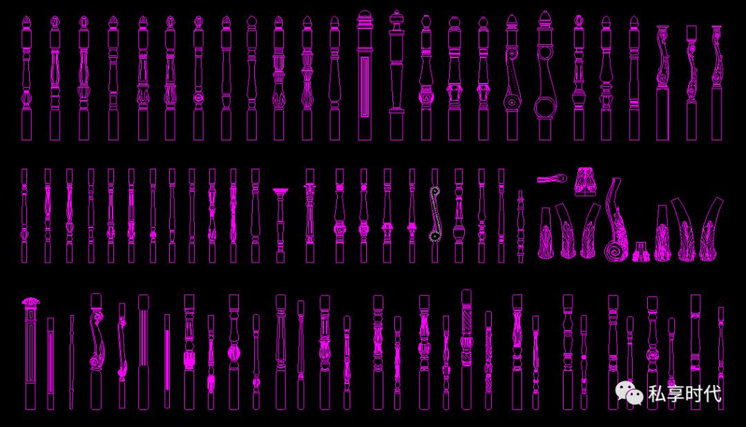 整木樓梯柱cad模塊分享!