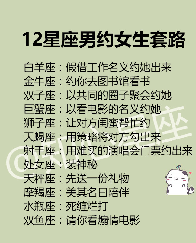 12星座男約女生套路你知道多少