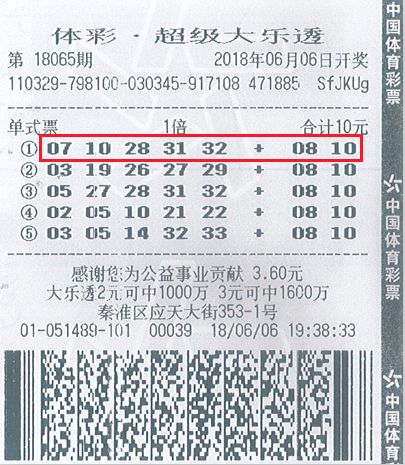 南京購彩者領走體彩大樂透1000萬大獎