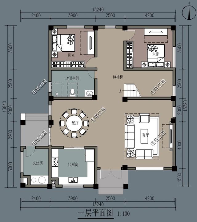 13x13米農村別墅柴火灶現代雙廚房設計理想農村生活