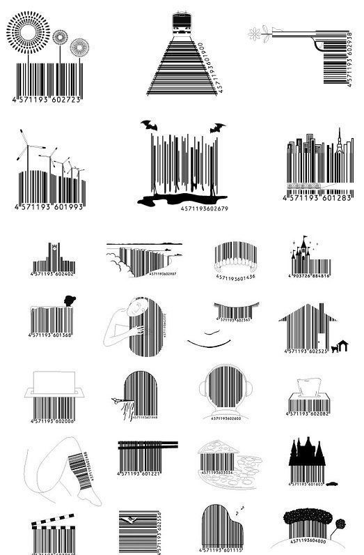 条形码创意绘画图片