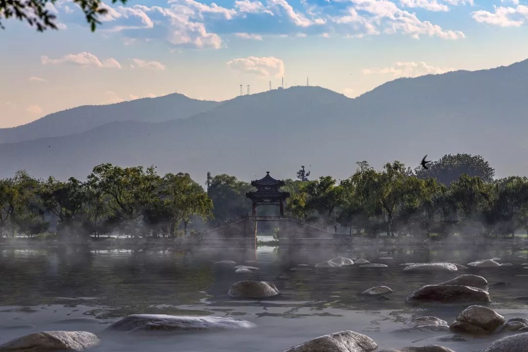 夏日的頤和園,仙氣嫋嫋,昆明湖邊枝葉繁茂,溼潤的空氣在湖中央升起又