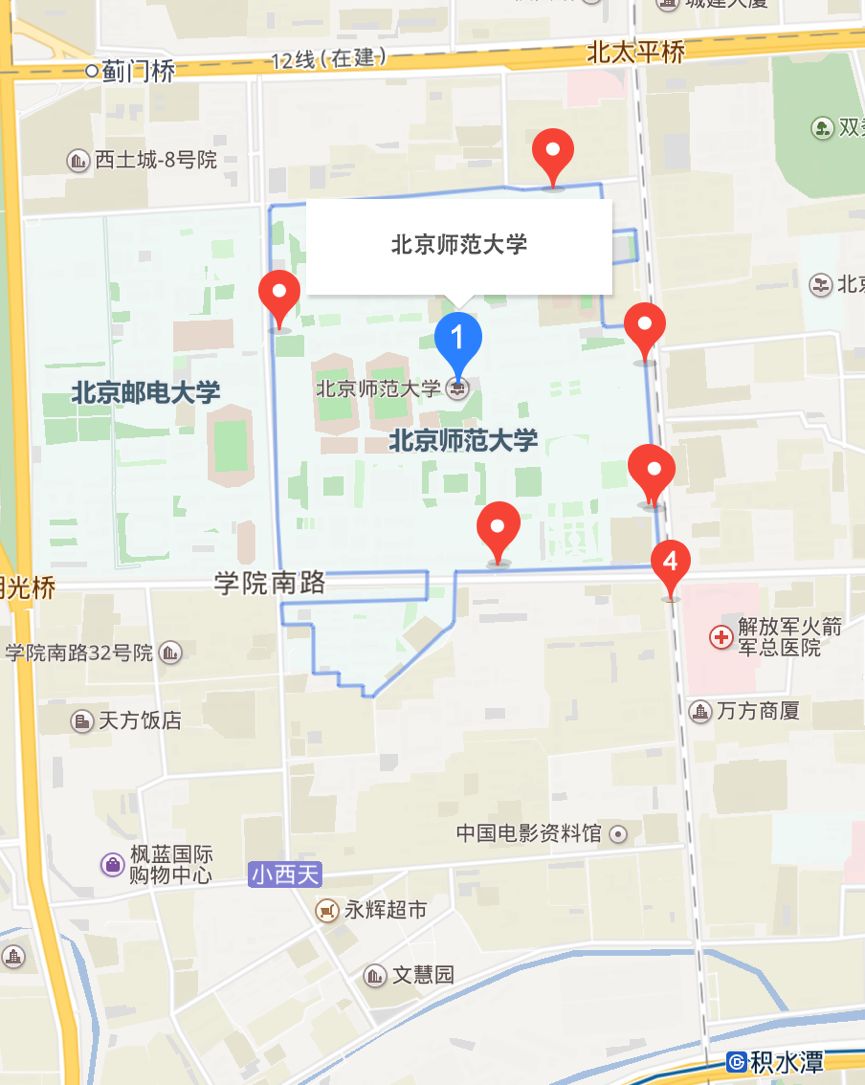 北师大校园地图 / 图片来源:百度地图