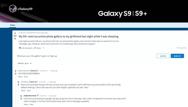 三星手机现奇怪Bug：用户熟睡 居然把整个相册发给了女友
