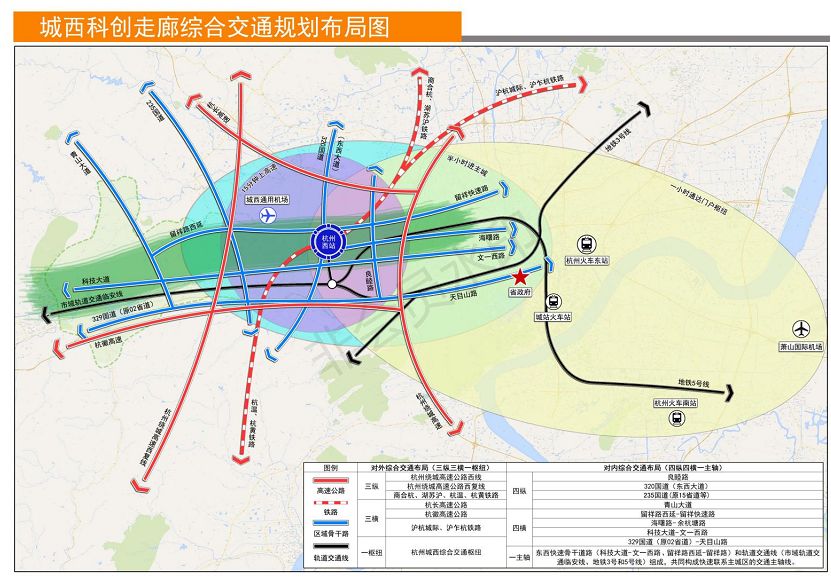 1個鐵路樞紐,1個通用機場建設鐵路杭州西站,擬選址倉前北,按照全國