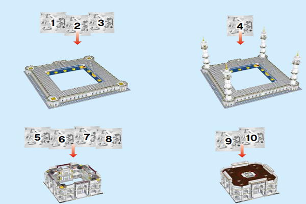 用乐高搭建印度泰姬陵,5000多块积木图纸,10256系列拼装教程!
