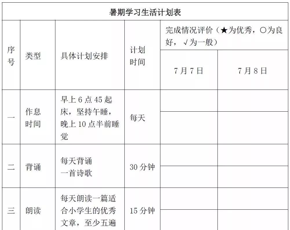 长青藤教育这份暑假学习计划表不妨让您的孩子看一看