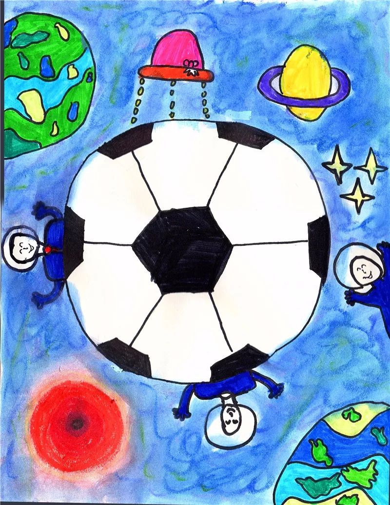 足球立体画小学生图片
