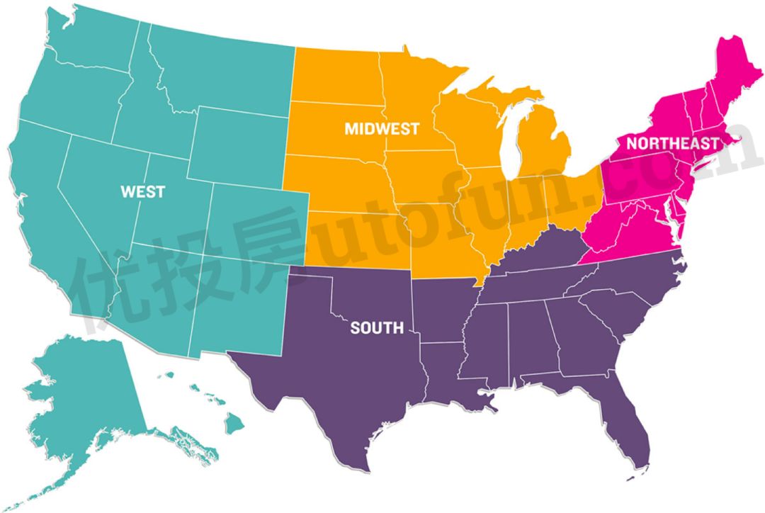 美国九大地区划分图图片