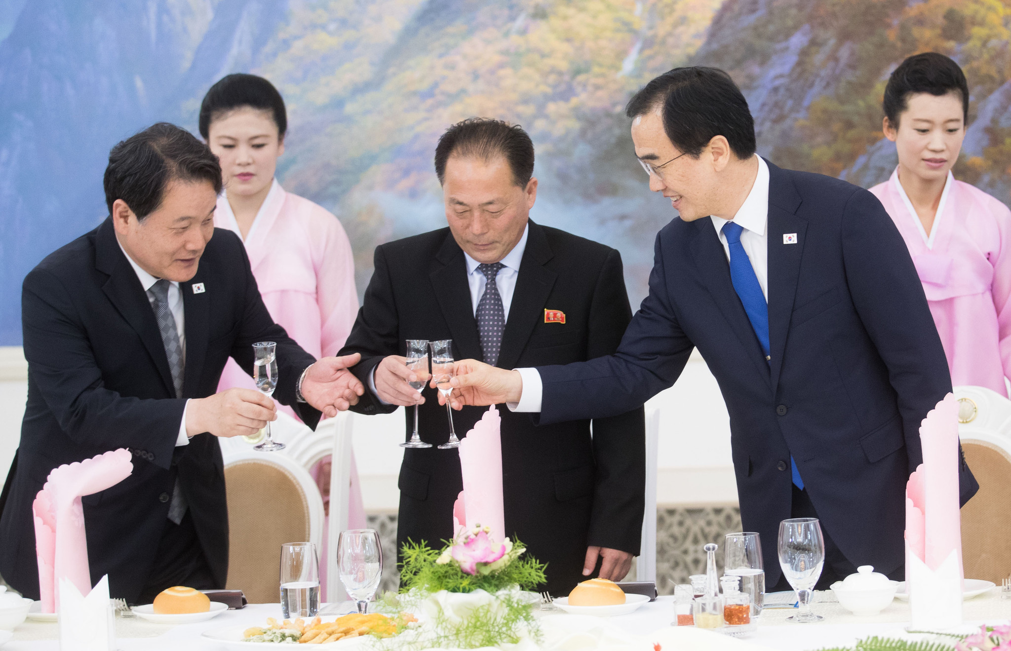 1/8當地時間2018年7月3日,朝鮮平壤,在朝鮮頂級冷麵館—平壤玉流館,韓