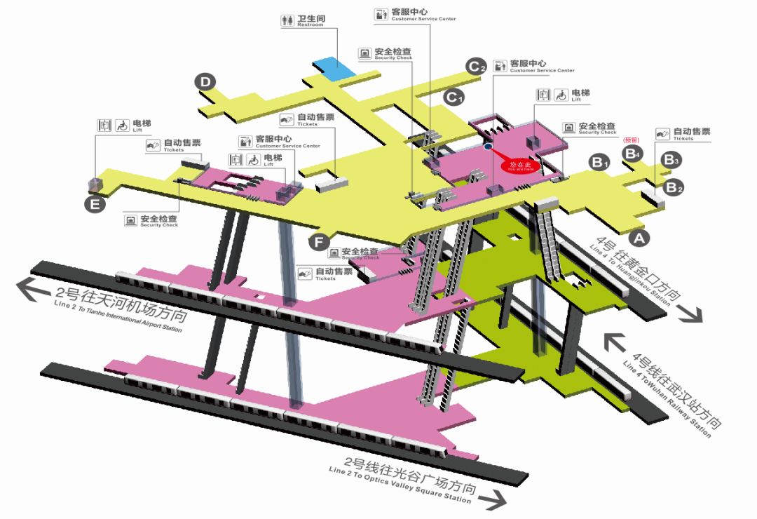 武汉站内换乘示意图图片