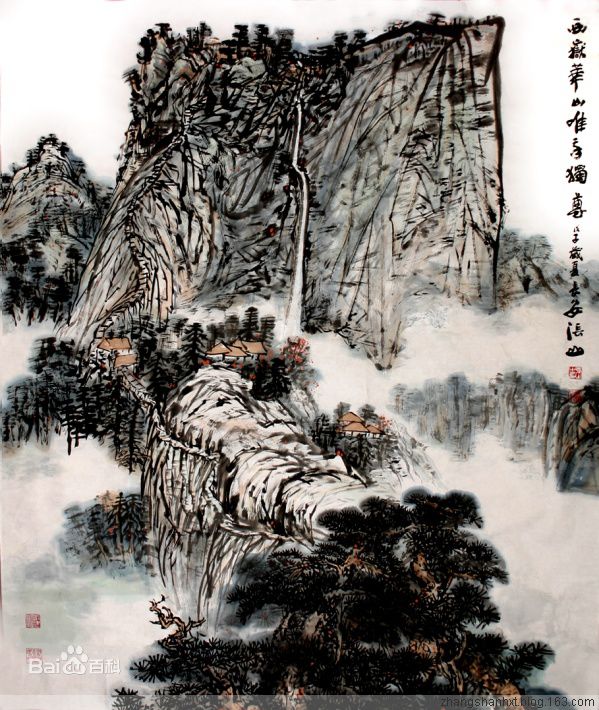 张山书画作品:2008年 应北京奥组委特邀参加奥林匹克美术大会,他创作