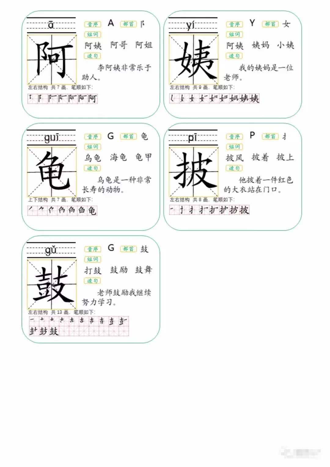 預習:二年級上冊語文課文1《小蝌蚪找媽媽》生字