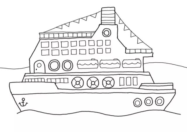 大海轮船简笔画图片