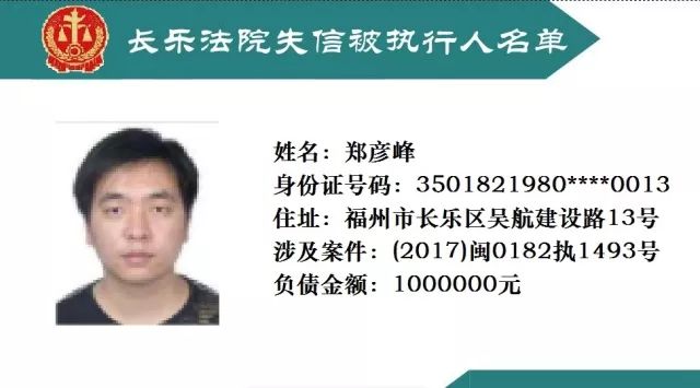 福州又一批老賴名單曝光欠5000元是怎麼想的