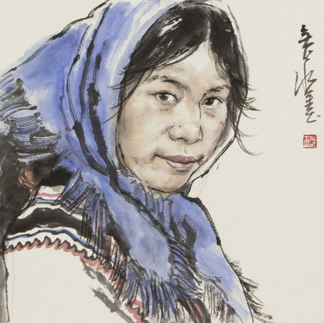 吴江国画人物肖像色彩淡雅自然质朴充满了时代气息