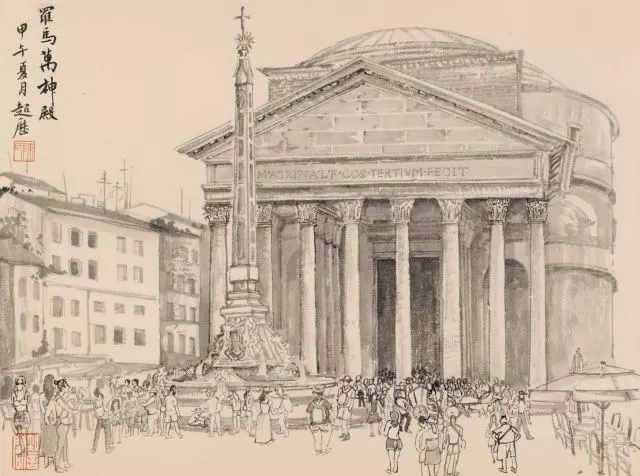 古罗马万神庙手绘图片