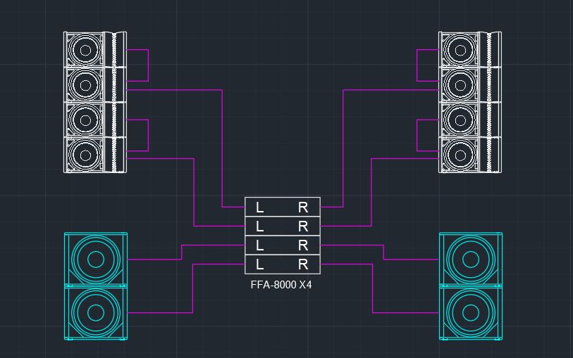 线阵列音箱连接图图片