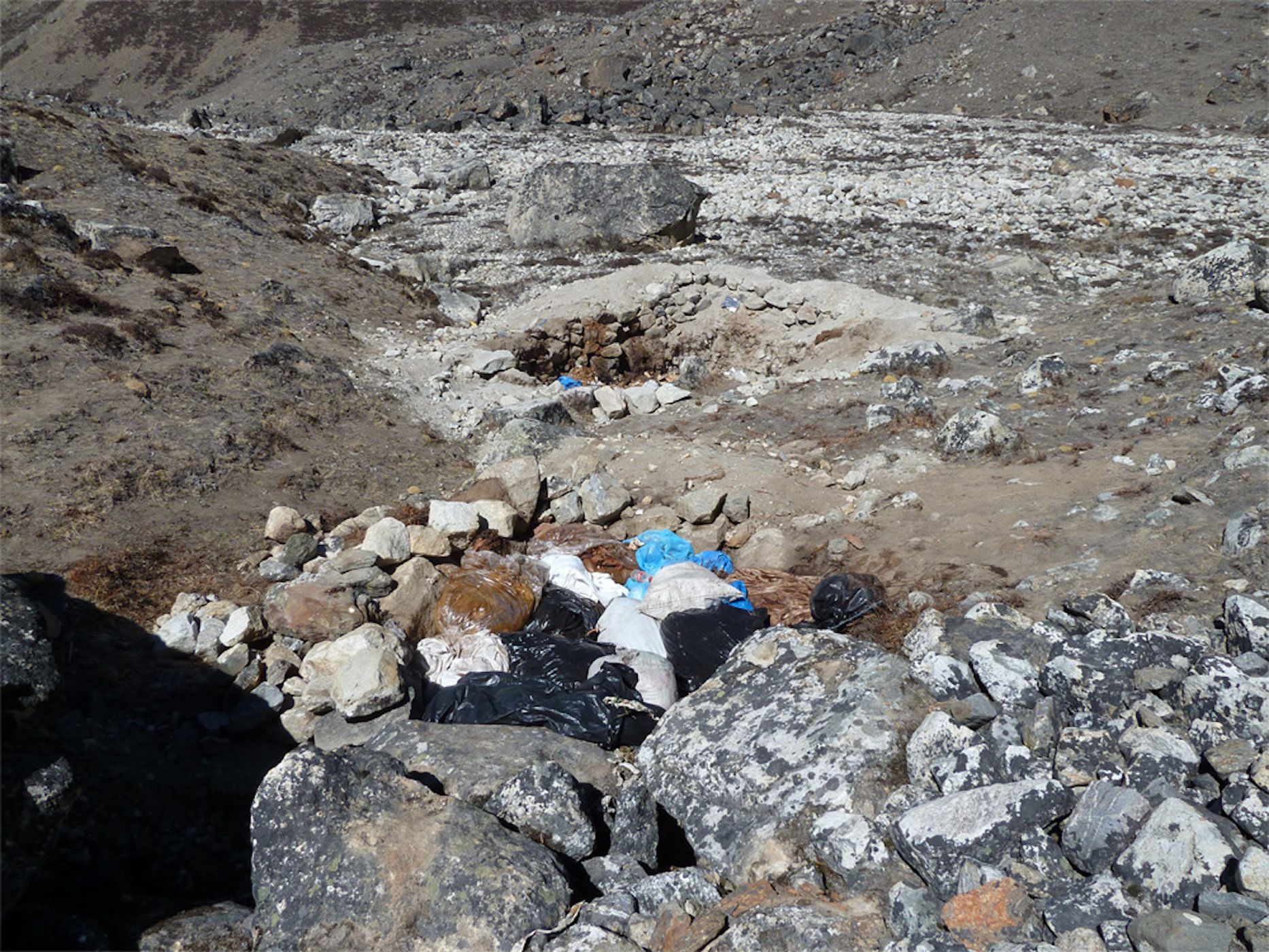 研究尼泊尔喜马拉雅地区的高山保护和恢复,珠穆朗玛峰地区有两种垃圾