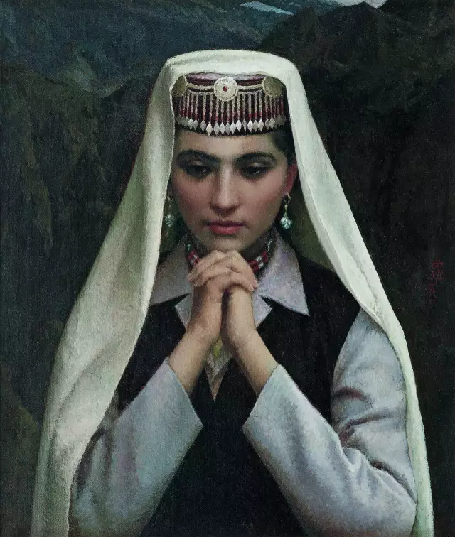 青年女歌手油画的背景图片