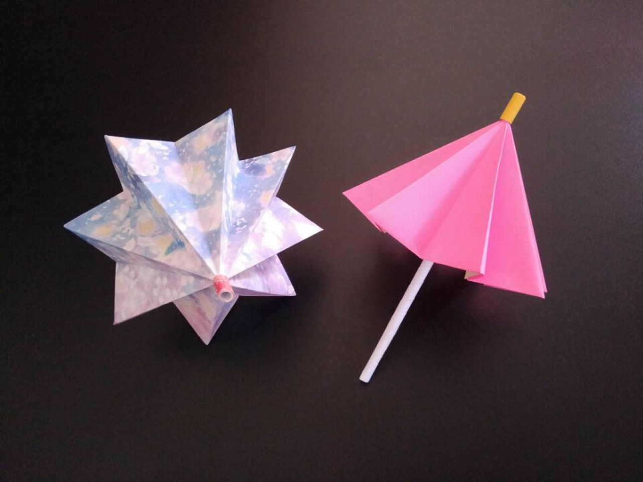 可以收缩的迷你雨伞折纸,简单几步就做好,手工diy折纸图解教程