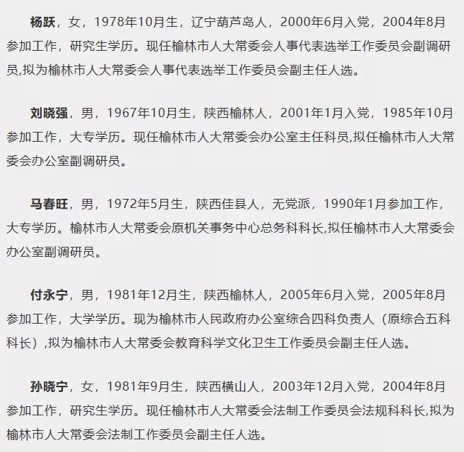 榆林发布一批干部任职公示!