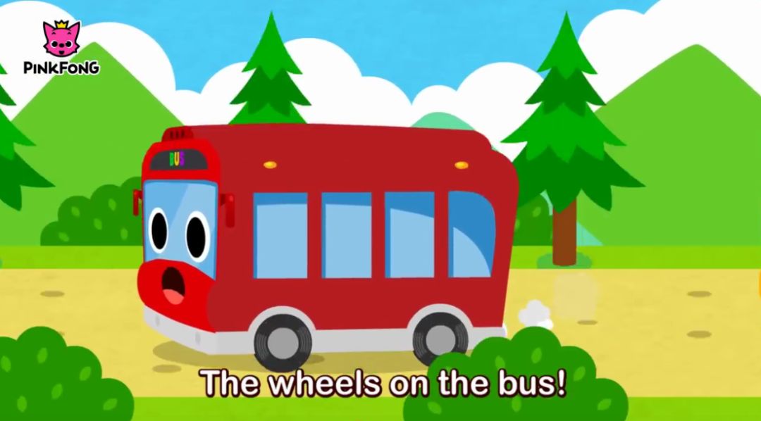 the wheels on the bus go 公交車上的車輪 round and round.