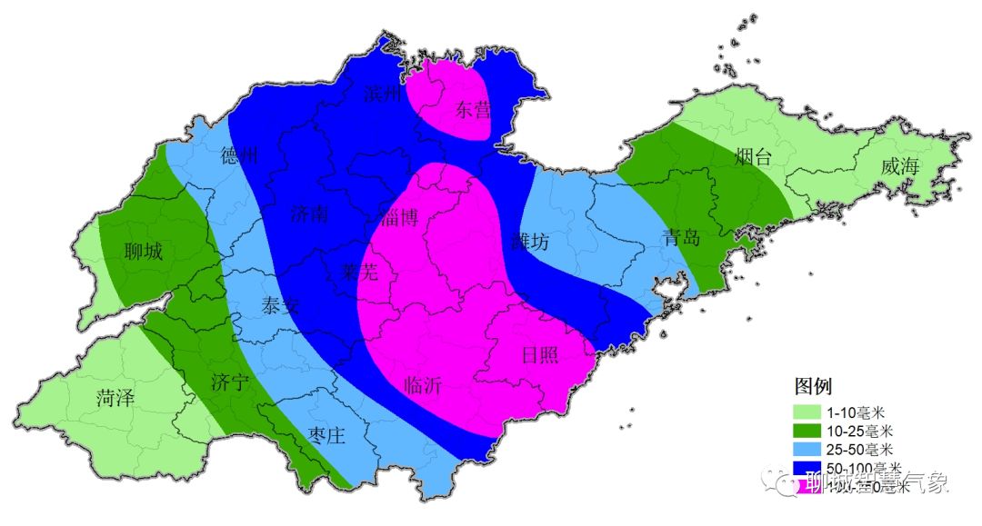 和引导气流的影响,主要为两条移动路径:1)自鲁南进入后向偏东方向移动