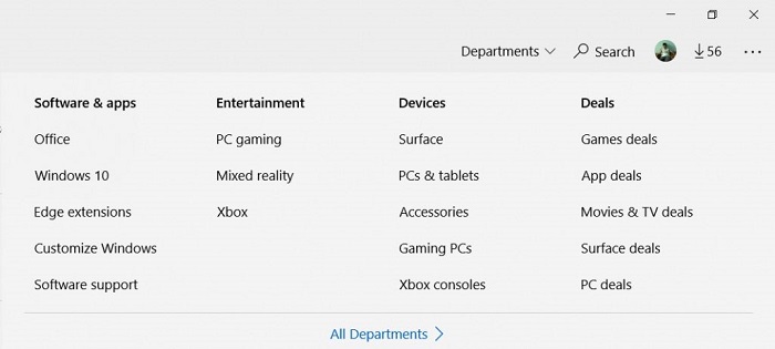 Win10应用商店迎来Departments新选项
