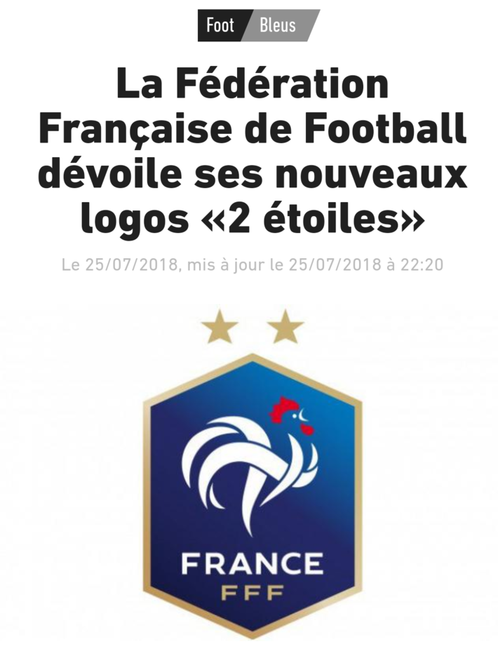 对于这个全新标识,法国足协表示:足协希望法国队的官方标识能够与球队