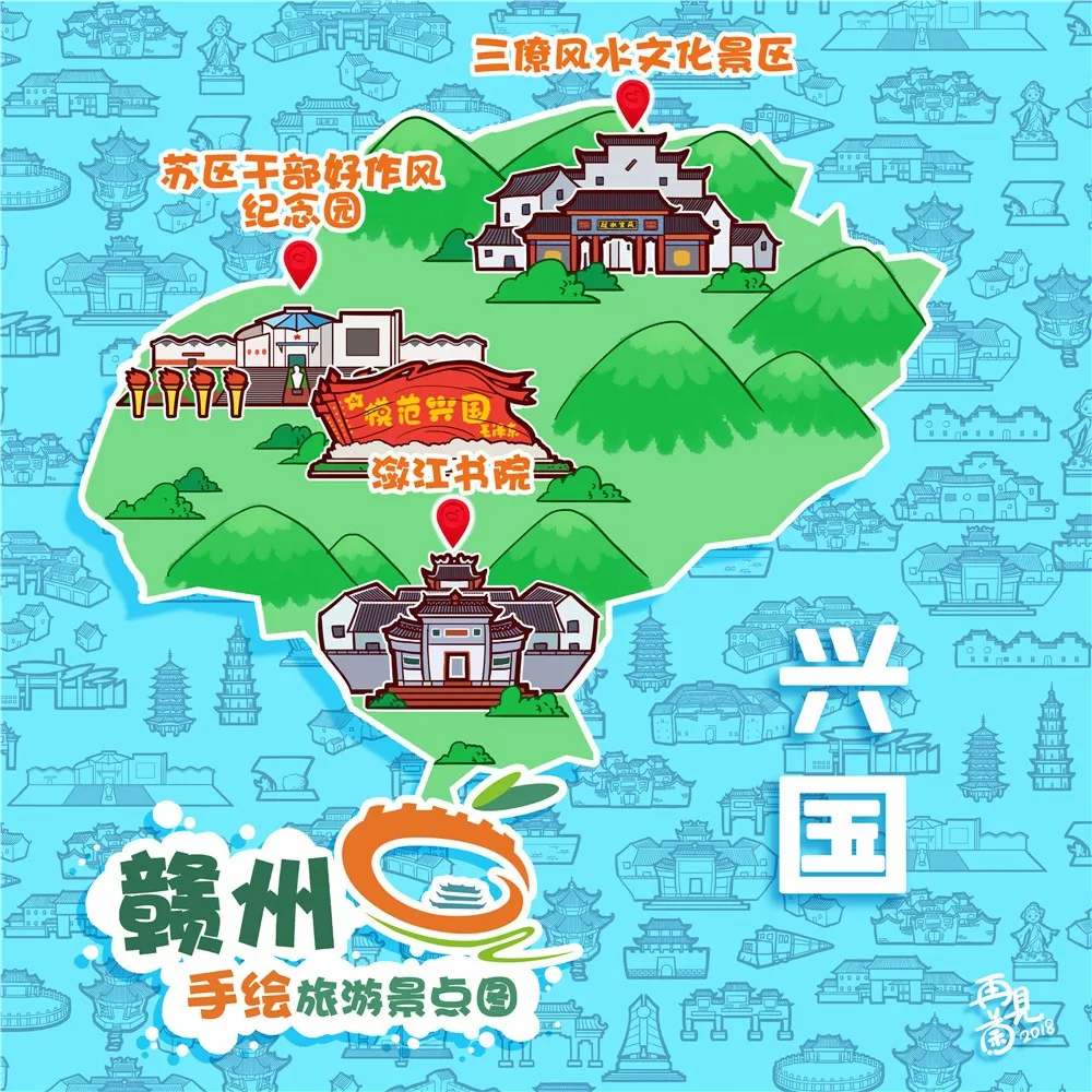 厉害了赣州老表手绘旅游景点图你的家乡竟是这样