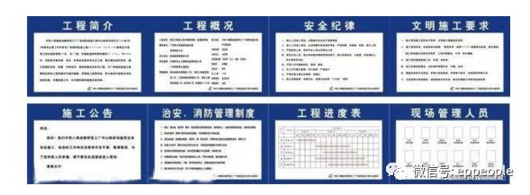 管理人員名單及監督電話牌,消防保衛牌,安全生產牌,文明施工牌,衛生