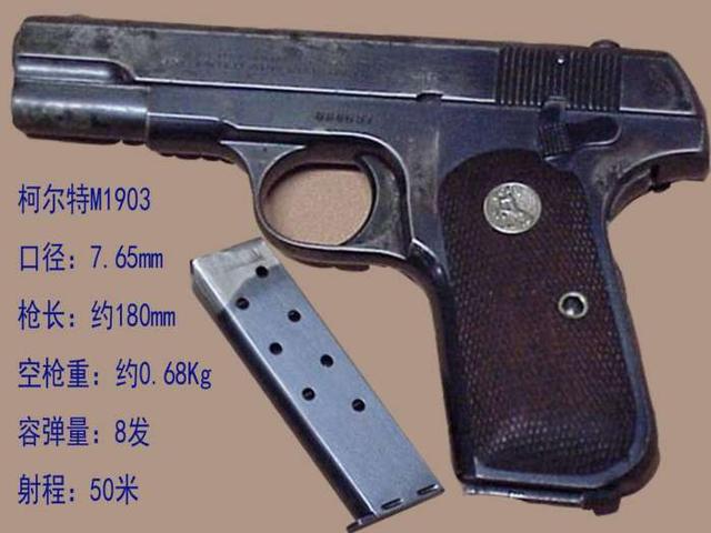 68kg枪长:约180mm"二马"是柯尔特m1903,原先是勃郎宁的产品后被美国