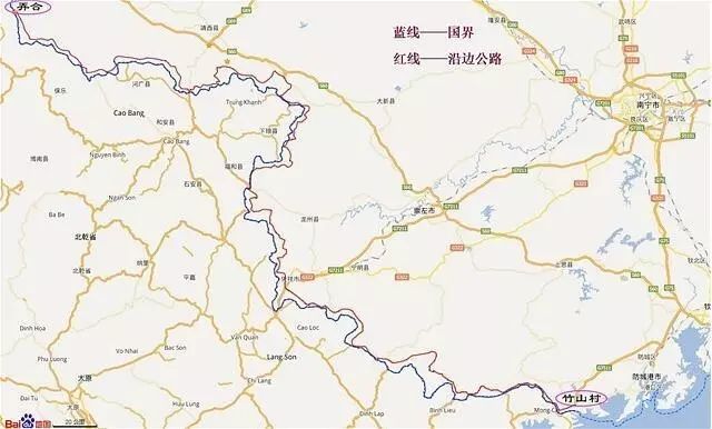 广西沿边公路起于防城港东兴市竹山村,终至百色那坡县弄合村,与云南省