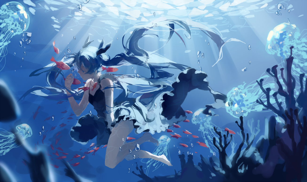 动漫美图丨神秘又梦幻,体验你所不知道的蓝色水世界,水中特辑