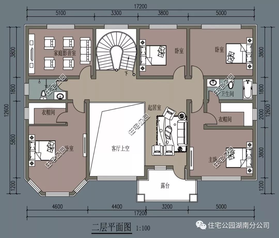 12×17米挑空客廳 弧形採光窗,暖色調歐式別墅