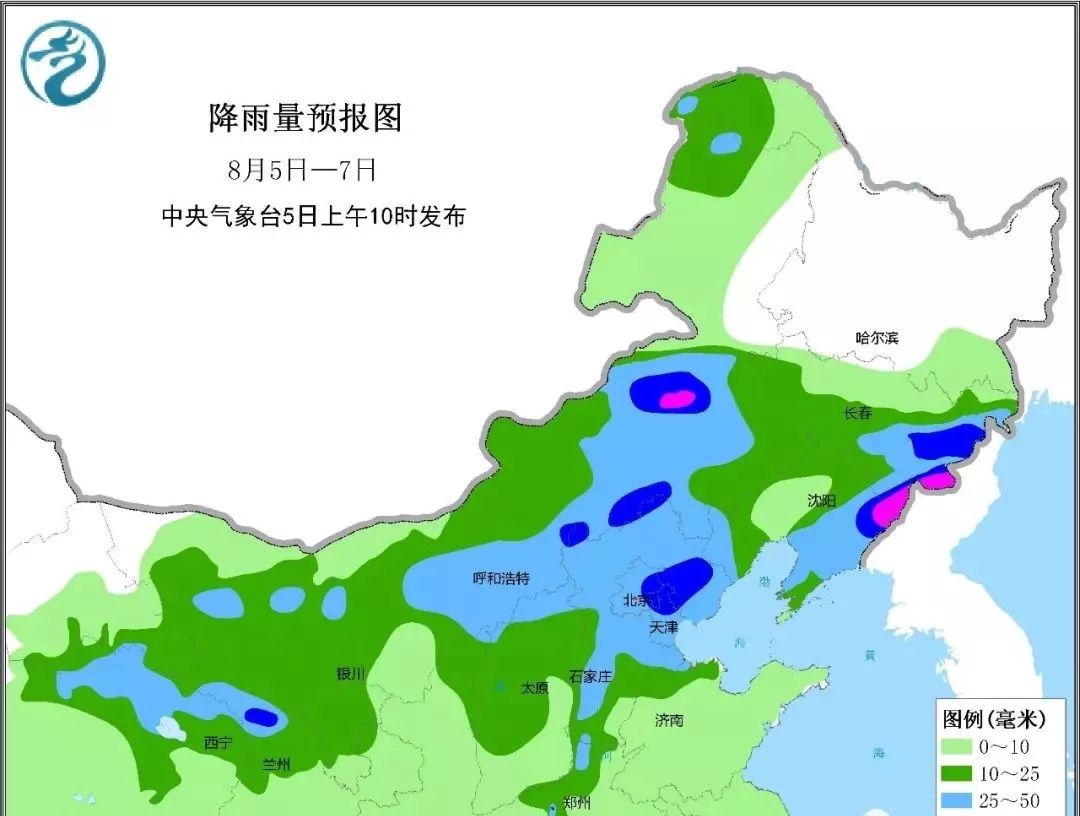 西北地區,華北大部,東北地區中南部將多陣雨或雷陣雨天氣,甘肅中東部