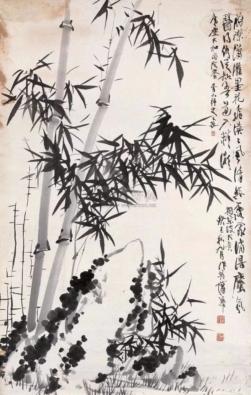 蒲華 風竹瘦石圖吳湖帆 戊子(1948年)作 風竹圖趙少昂 1944年 風竹