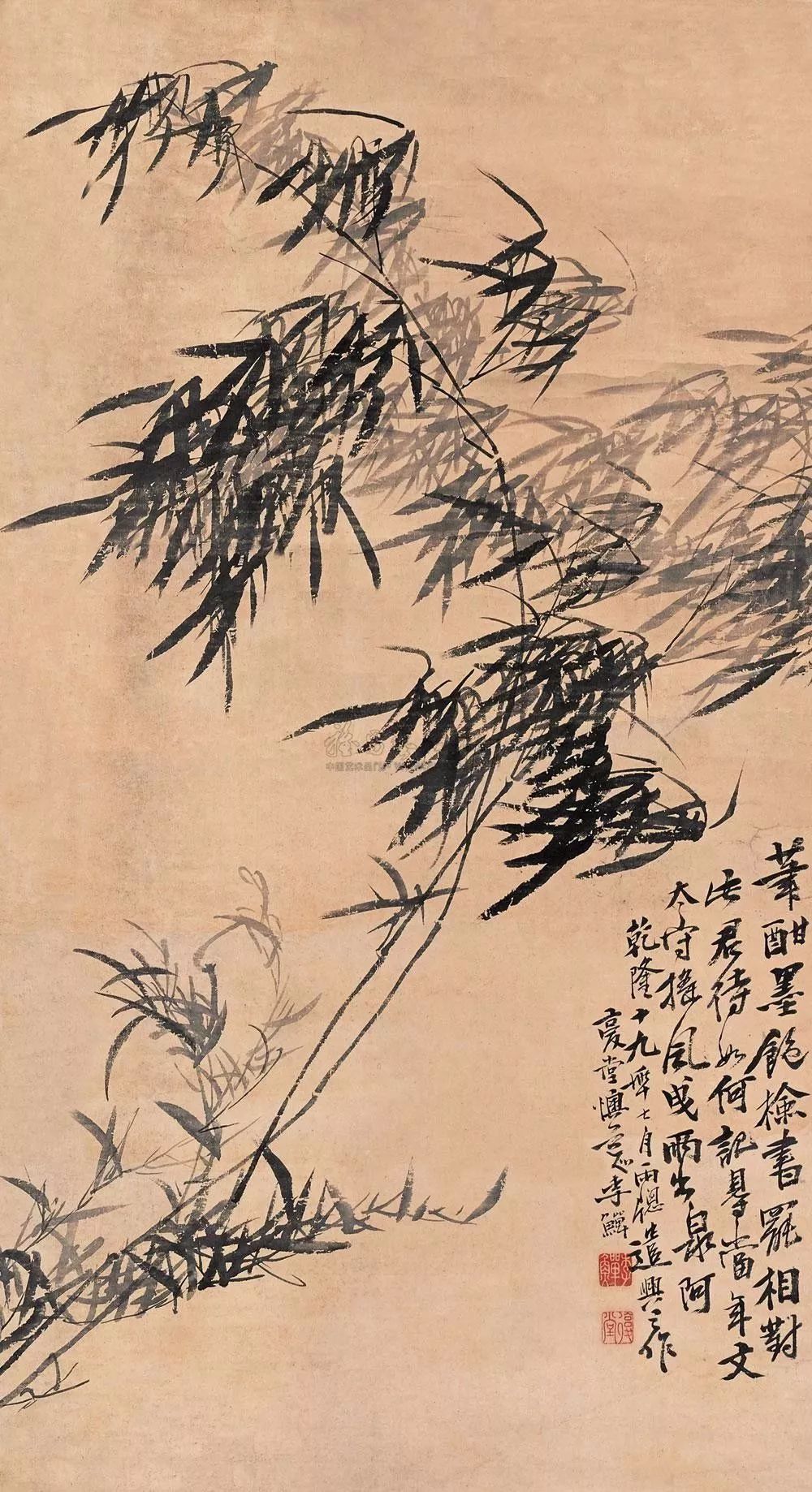 岸邊風竹徐悲鴻 1942年作 風竹蒲華 風竹圖蒲華 風竹瘦石圖吳湖帆